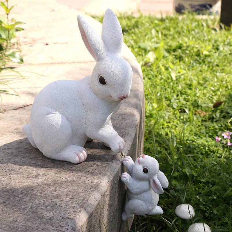 2Pcs Rabbit Garden Statue Animal Figurines