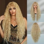 Curly Brown Wig With Highlights, Long Hair