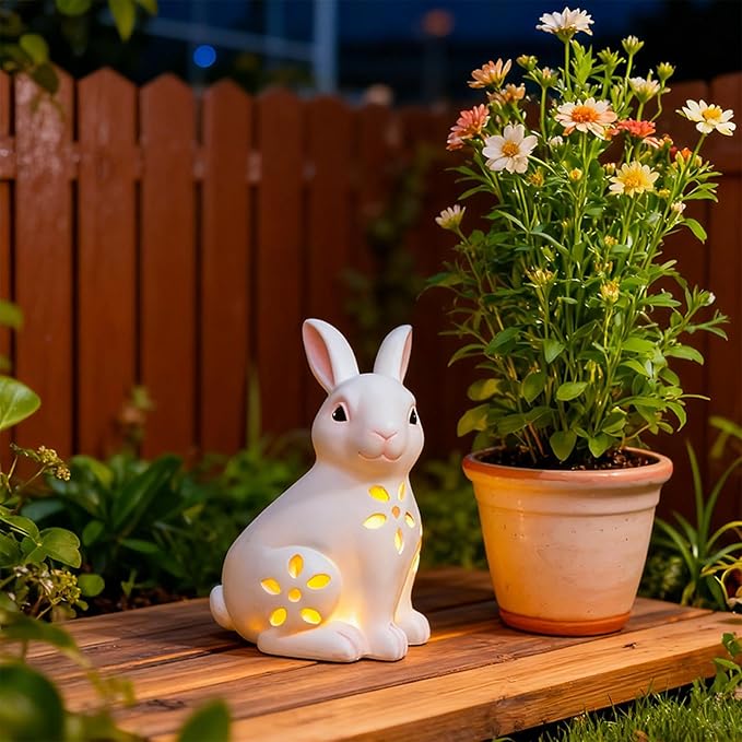 Solar Powered Light-Up Rabbit Figurine
