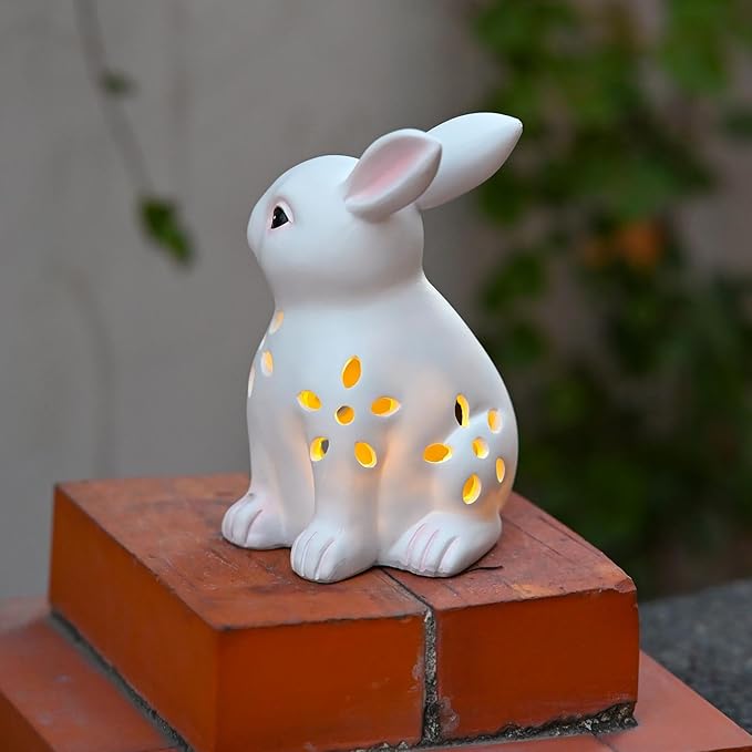 Solar Powered Light-Up Rabbit Figurine