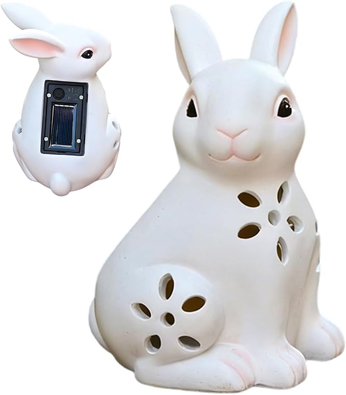 Solar Powered Light-Up Rabbit Figurine