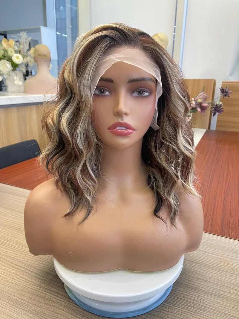 Reddish & Tea Black Platium Blonde Highlight Short Wavy Curly Hairstyle