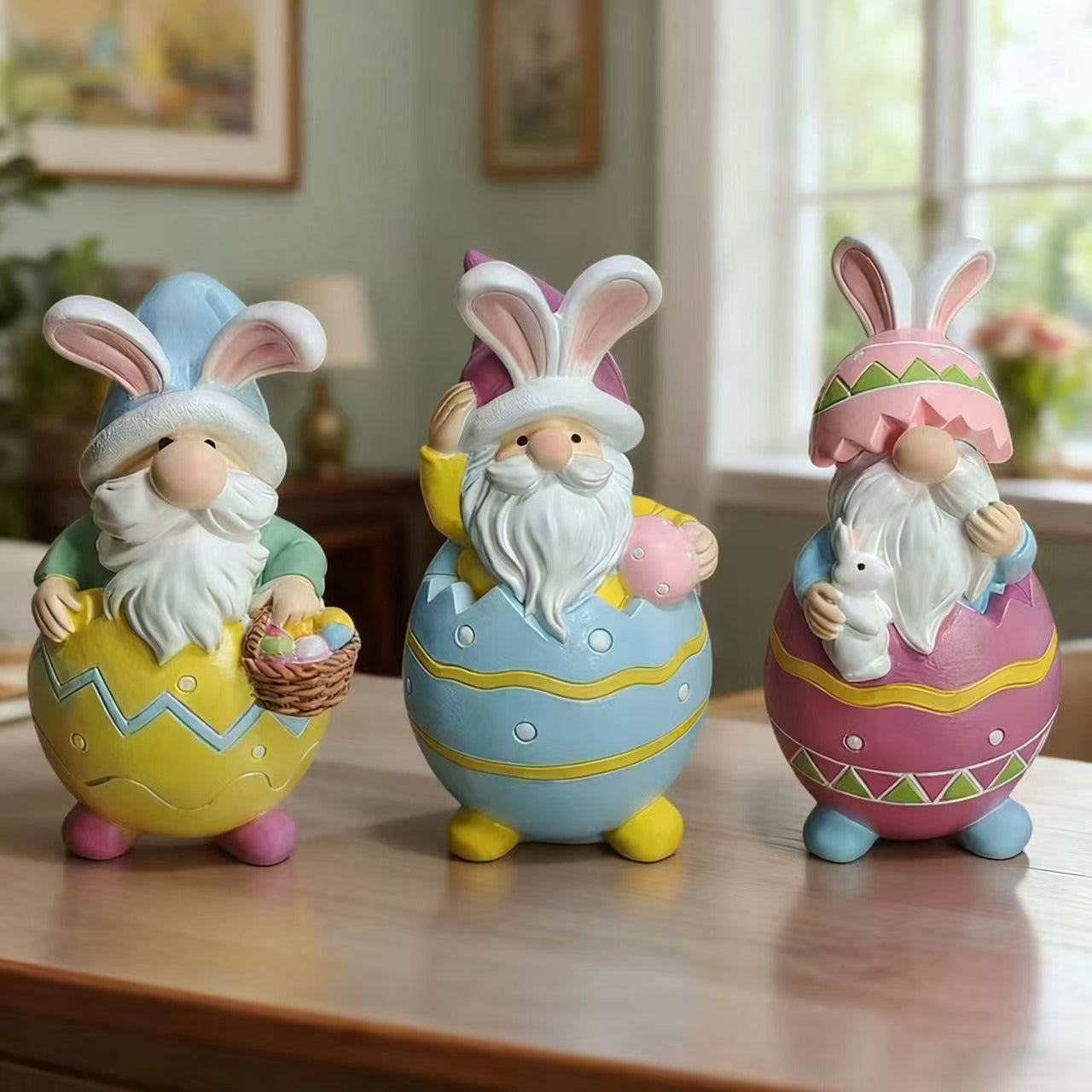 Colorful Eggshell Gnome Bunny Easter Decorations