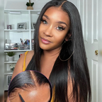 Yonova Straight Closure Human Hair Wig With Baby Hair With Natural Color