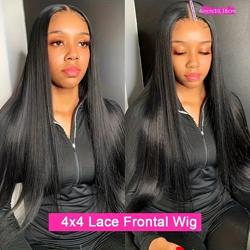 Yonova Straight Closure Human Hair Wig With Baby Hair With Natural Color