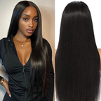 Yonova Straight Closure Human Hair Wig With Baby Hair With Natural Color