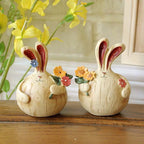 Vintage Faux Wood Resin Chubby Rabbit