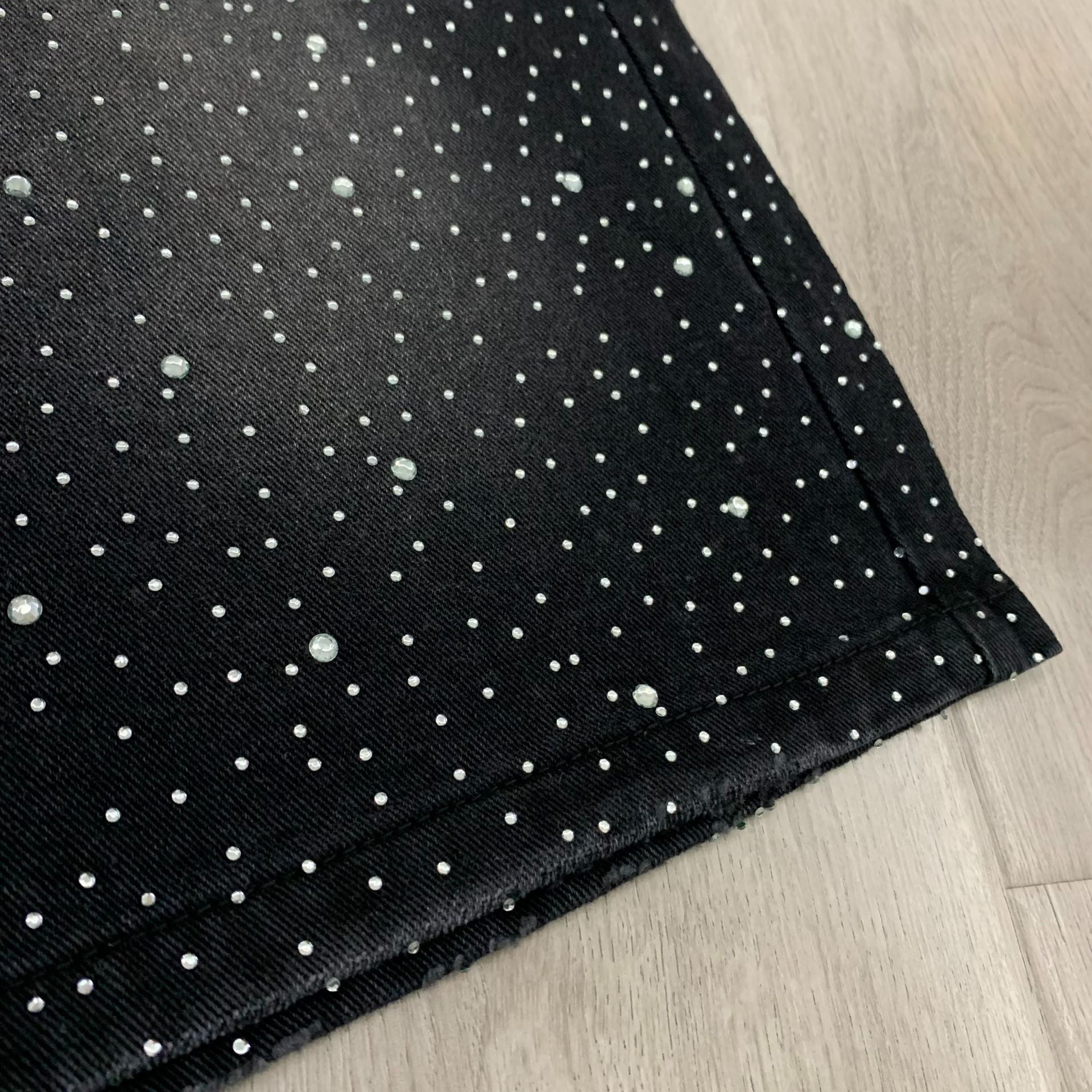 Vale Pink Iced Out Jean Shorts Black