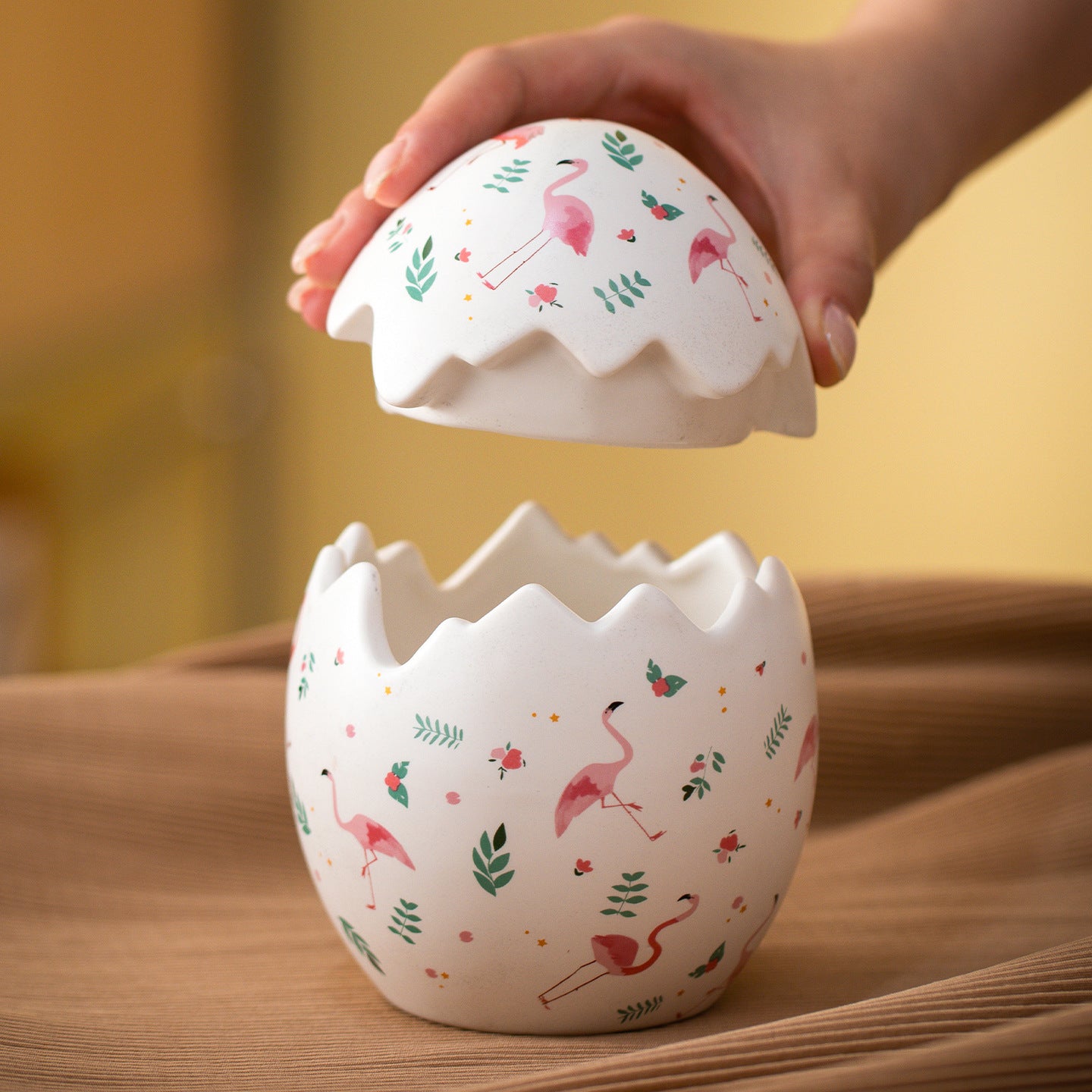 Easter Flamingo Egg Storage Jar