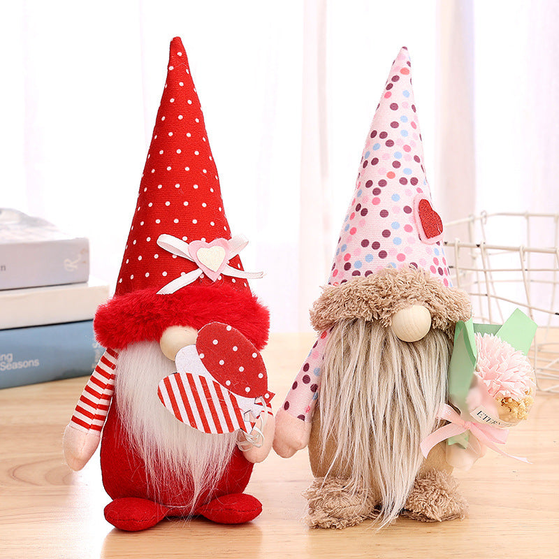Mother's Day gift gnomes with balloon and bouquet
