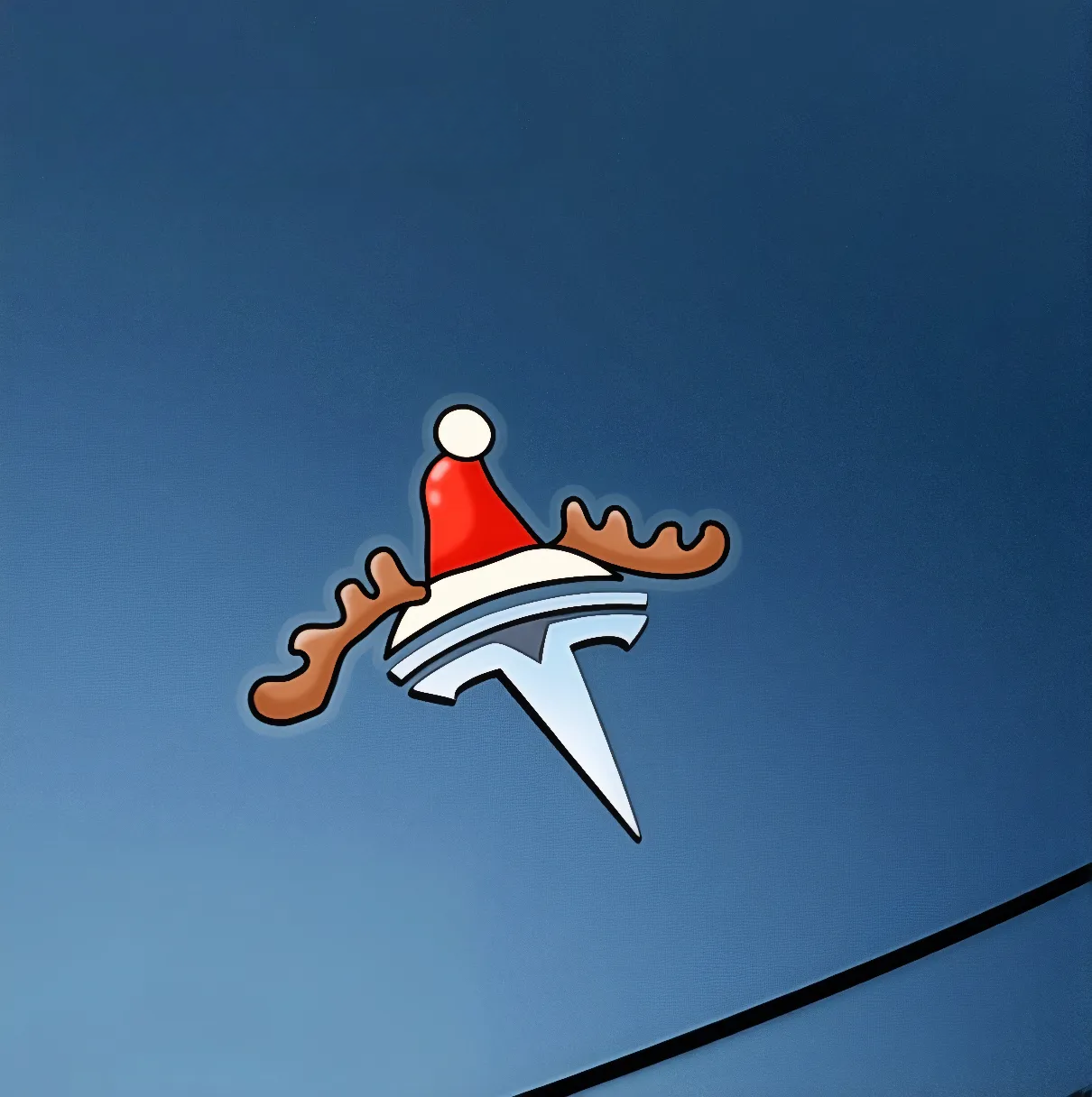 (💝Buy one get one free💝)Reusable car logo Christmas hat stickers!