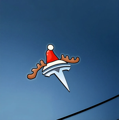 (💝Buy one get one free💝)Reusable car logo Christmas hat stickers!