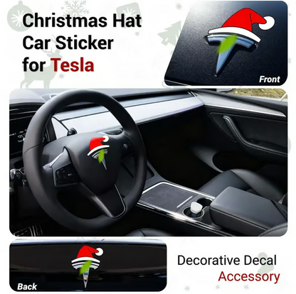 (💝Buy one get one free💝)Reusable car logo Christmas hat stickers!