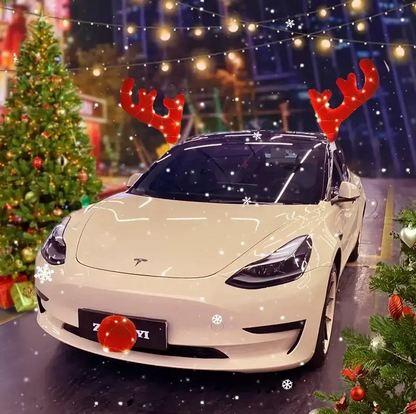 (💝Buy one get one free💝)Reusable car logo Christmas hat stickers!