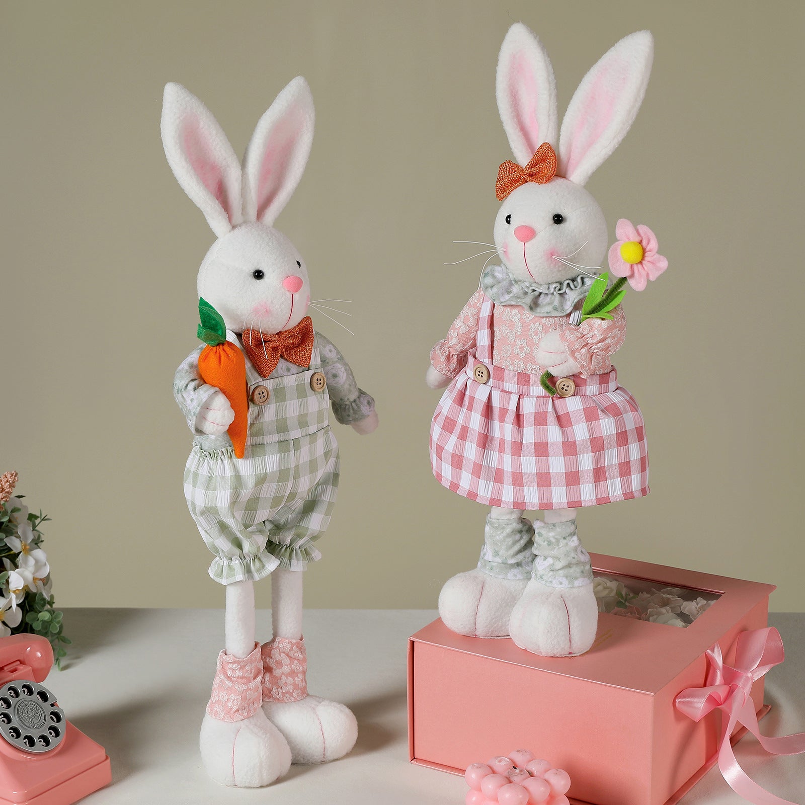 Expandable Legs Easter Rabbit Figurine