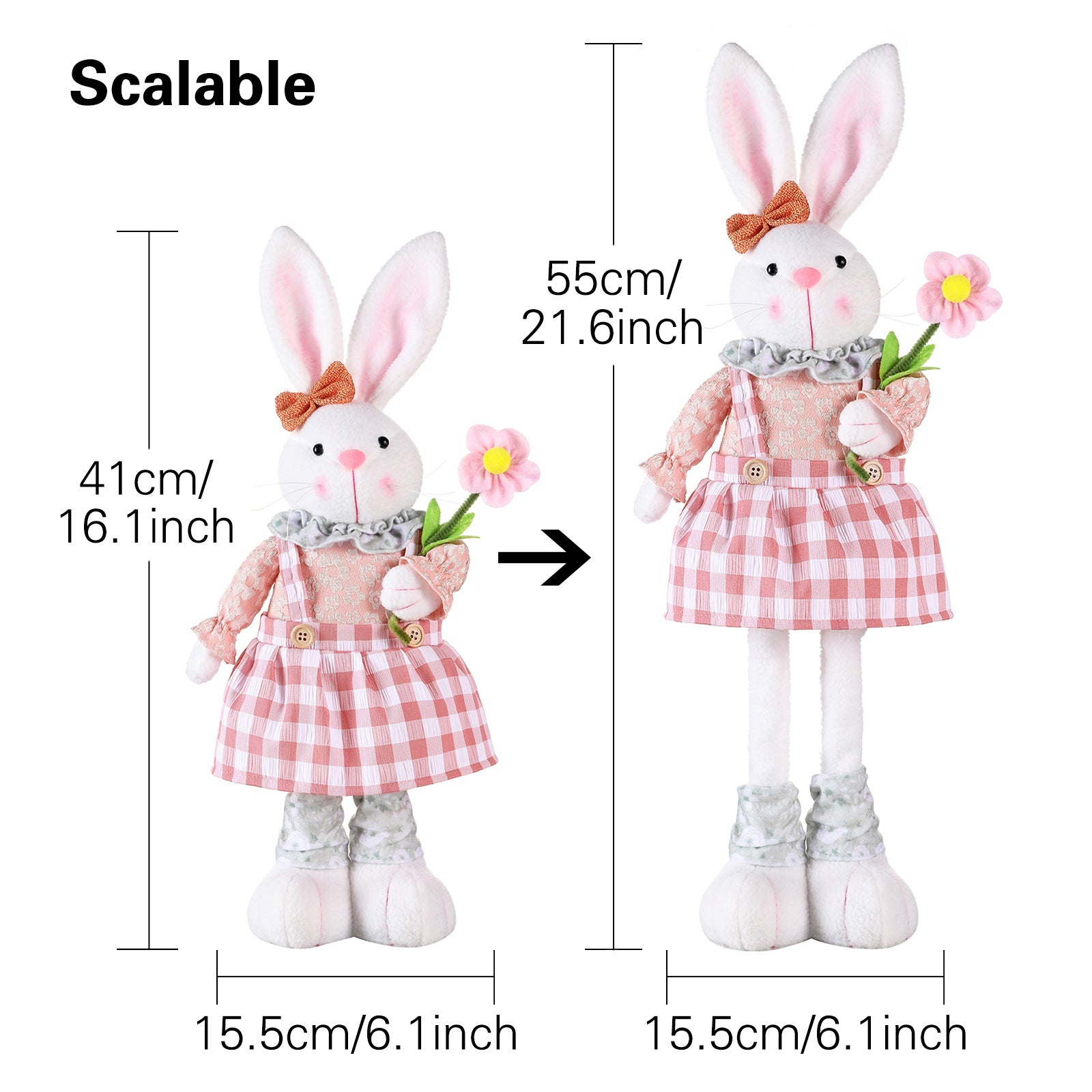 Expandable Legs Easter Rabbit Figurine