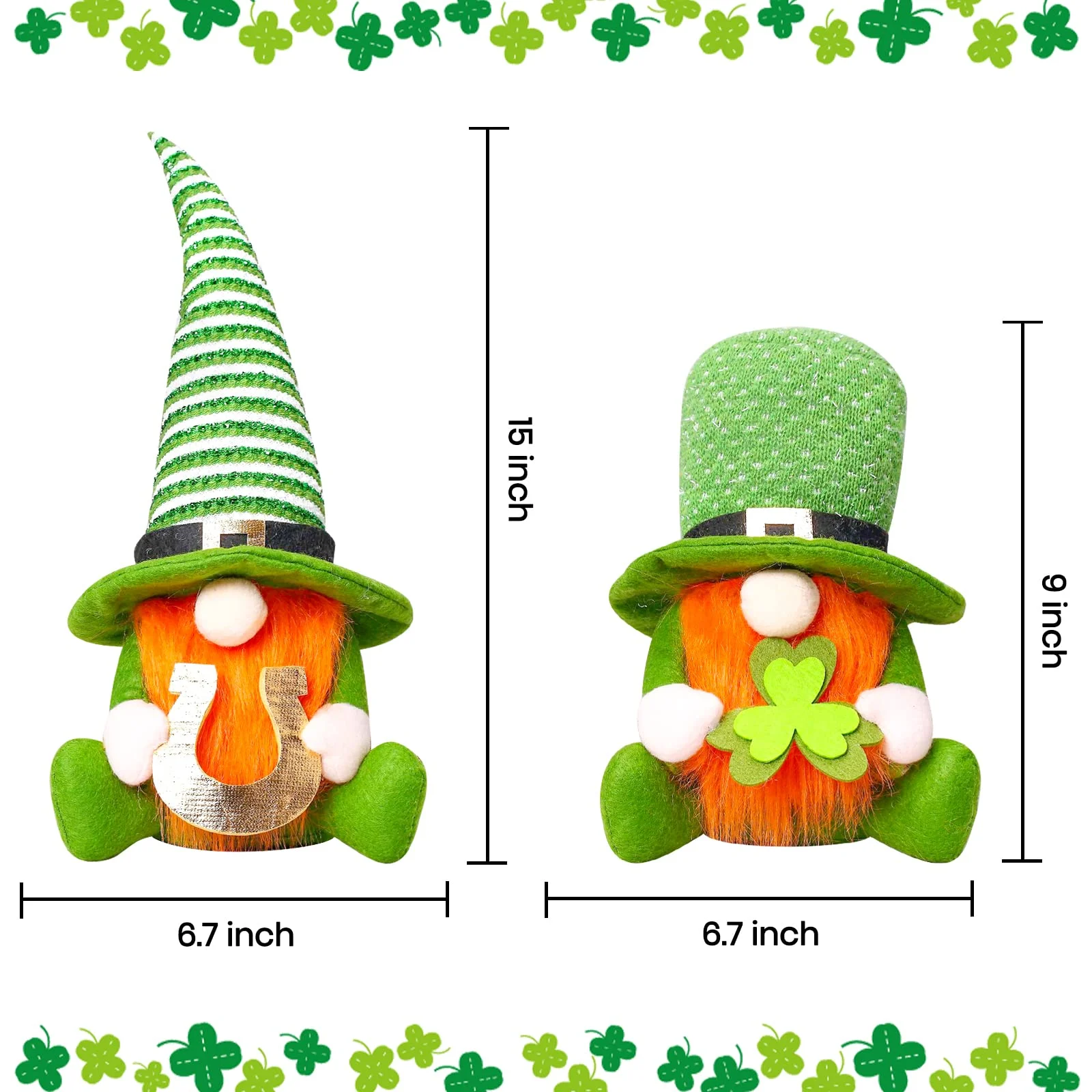 St.Patricks Day Decorations Gnome Plush