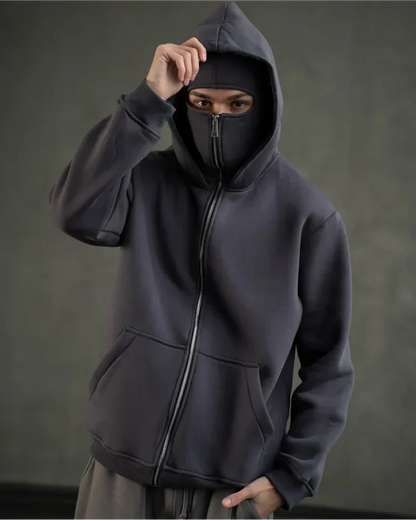 Balaklava double-layered zip-up hoodie