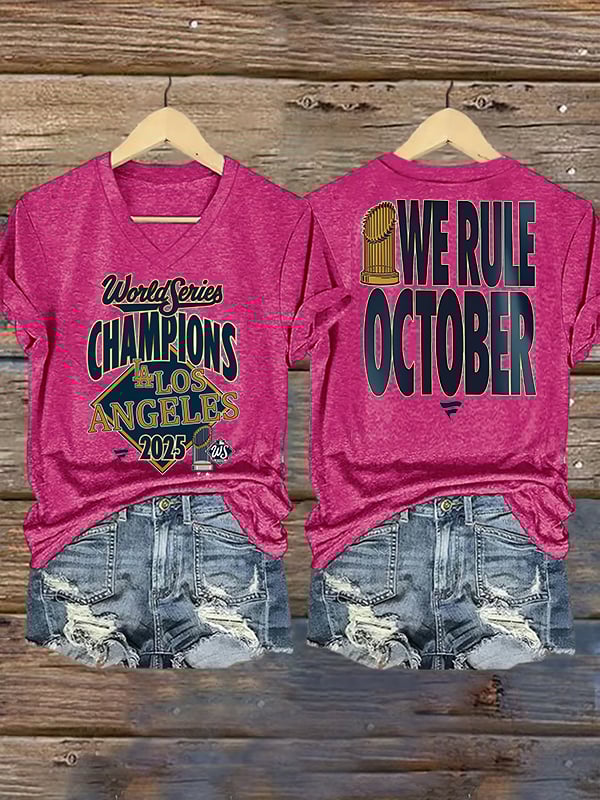Women's  champion Baseball Print Casual  T-Shirt