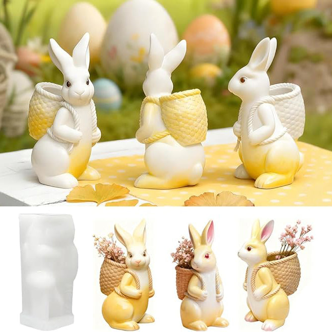 3D Easter Bunny Candle Mold Cute Rabbit Shaped Silicone Mold