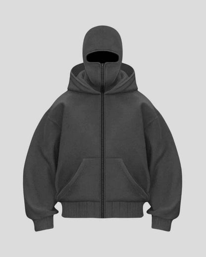 Balaklava double-layered zip-up hoodie