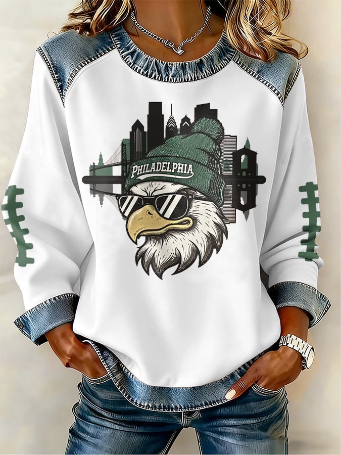 Women's rugby casual printed top