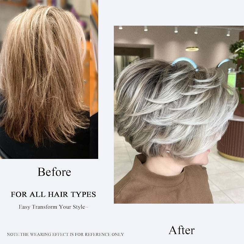 Short Ombre Blonde Wigs Pixie Cut Wig with Bangs, Glueless