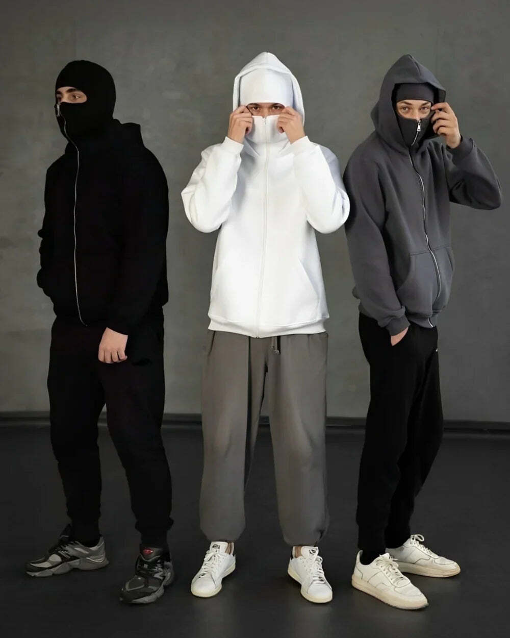 Balaklava double-layered zip-up hoodie