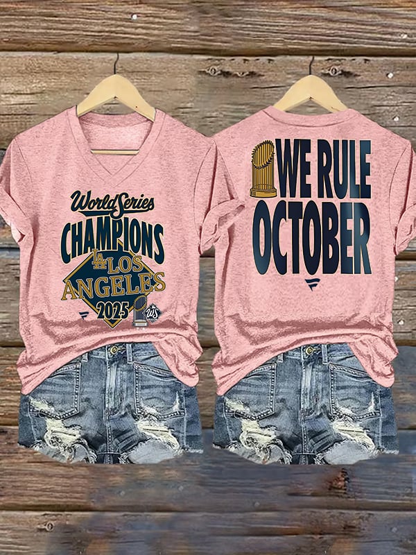 Women's  champion Baseball Print Casual  T-Shirt