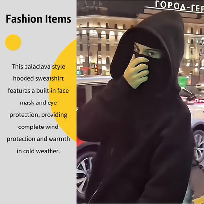 Balaklava double-layered zip-up hoodie