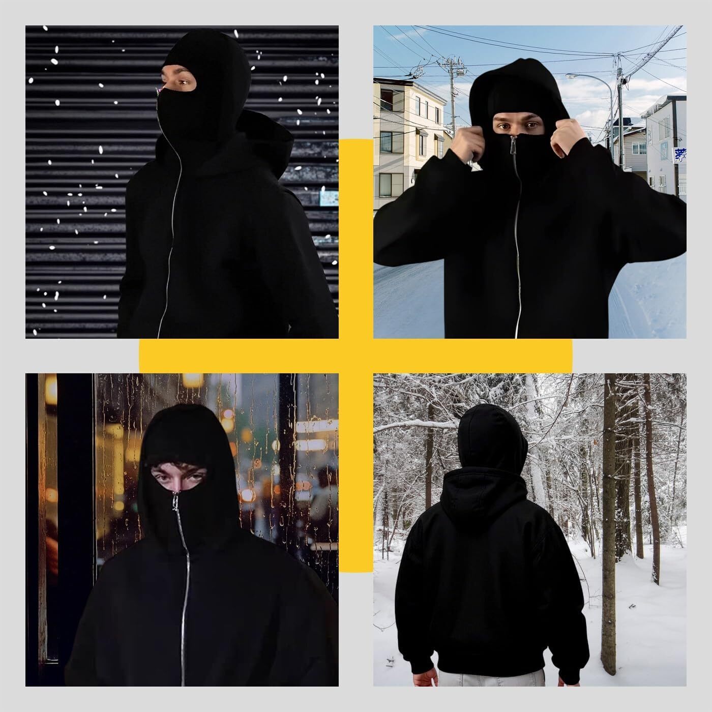 Balaklava double-layered zip-up hoodie