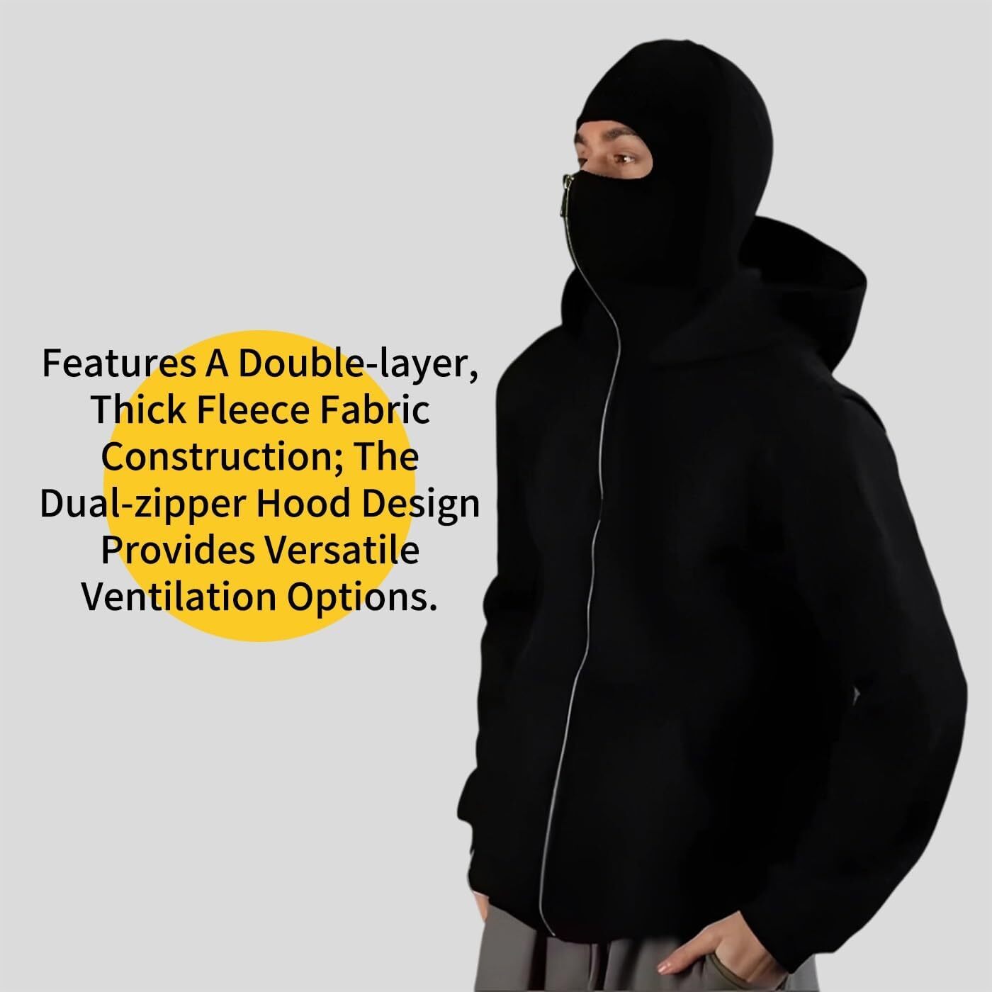Balaklava double-layered zip-up hoodie