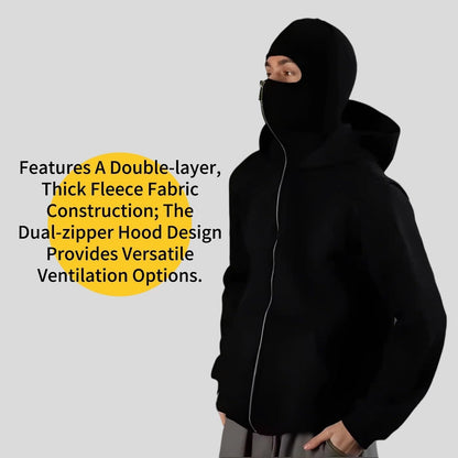 Balaklava double-layered zip-up hoodie