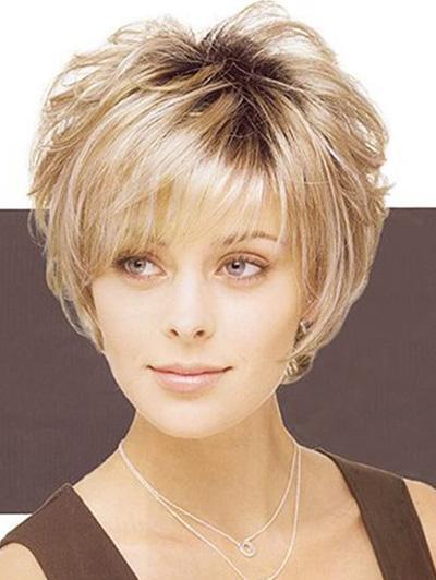 Women's Fluffy Reverse Warped Gradient Blonde Short Curly Hair