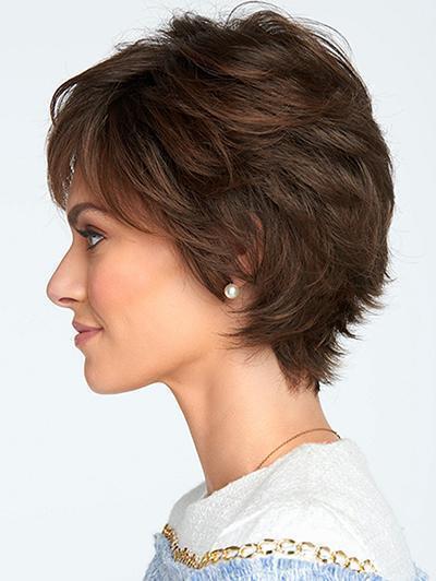 Women Brown Short Straight Hair Wigs