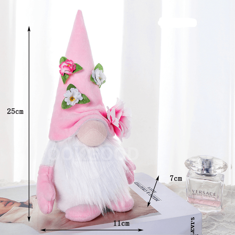 Plush Gnome Doll With Handmade Cherry Blossoms For Spring Gift
