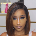 Black Gradient Light Brown Brazilian Straight Hair BOB Wigs Lady Wig