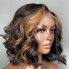 Hot Sale Glueless Mixed Blonde Short Bob Body Wave Wig For Women