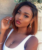 Black Gradient Light Brown Brazilian Straight Hair BOB Wigs Lady Wig