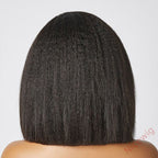 New Glueless Yaki Kinky Straight 200% Density Black Wig
